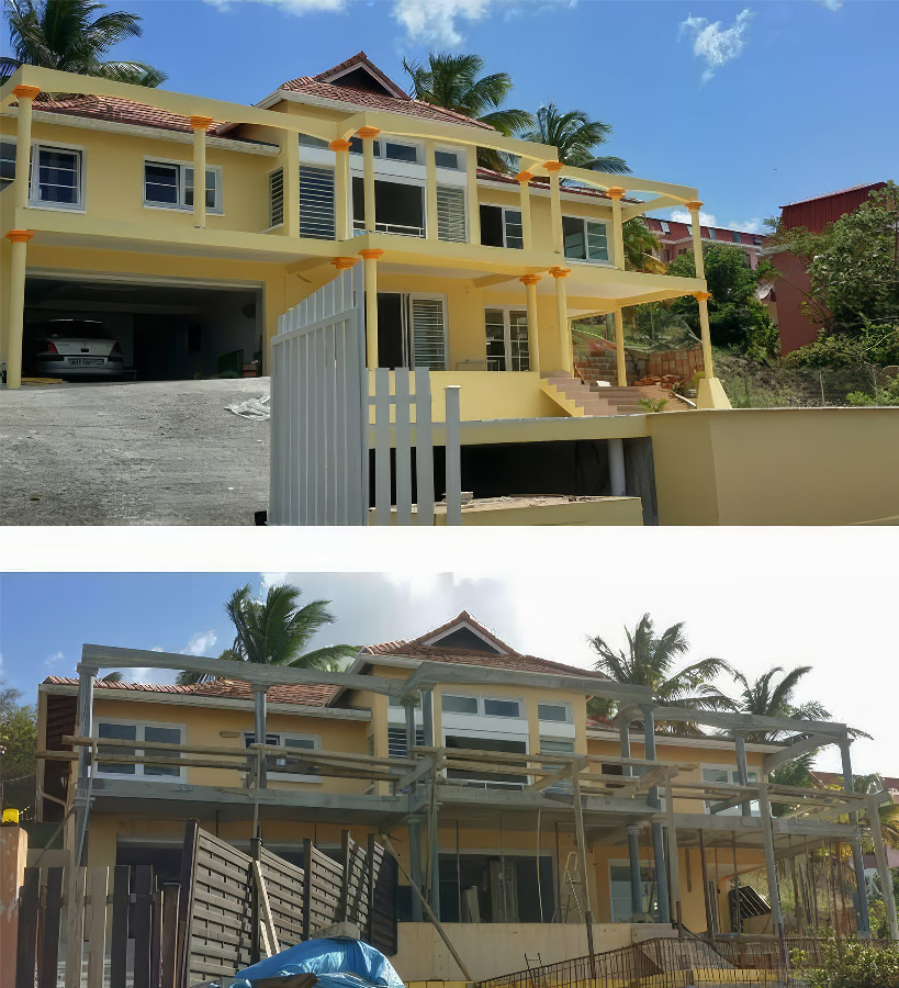 Avant et après maison en Martinique par Sasu Maleau peinture.